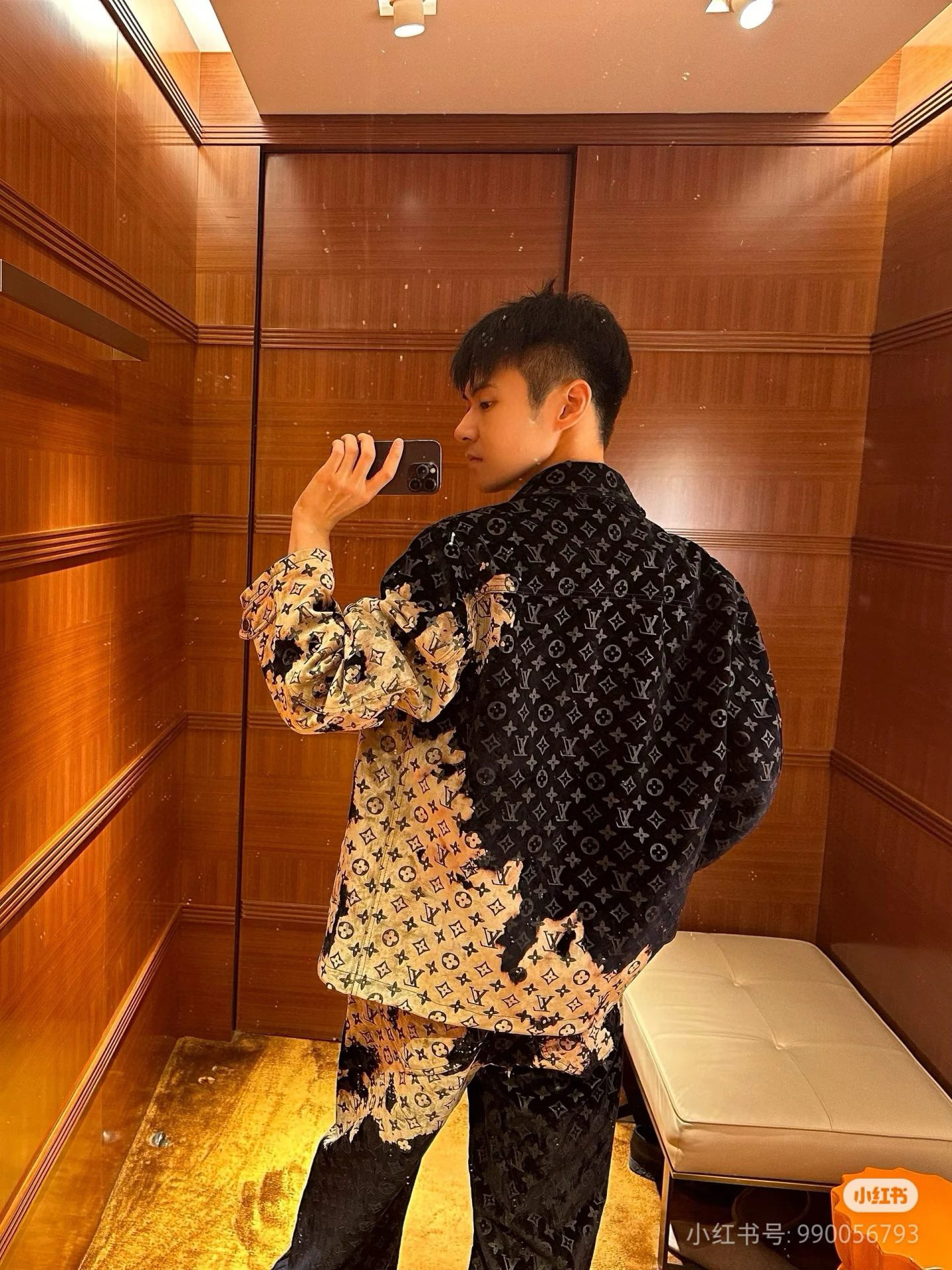 Louis Vuitton/Louis Vuitton 24Fw Bonfire Collection Fire Clouds Flame Old Flowers Full Print Denim Jacket Coat