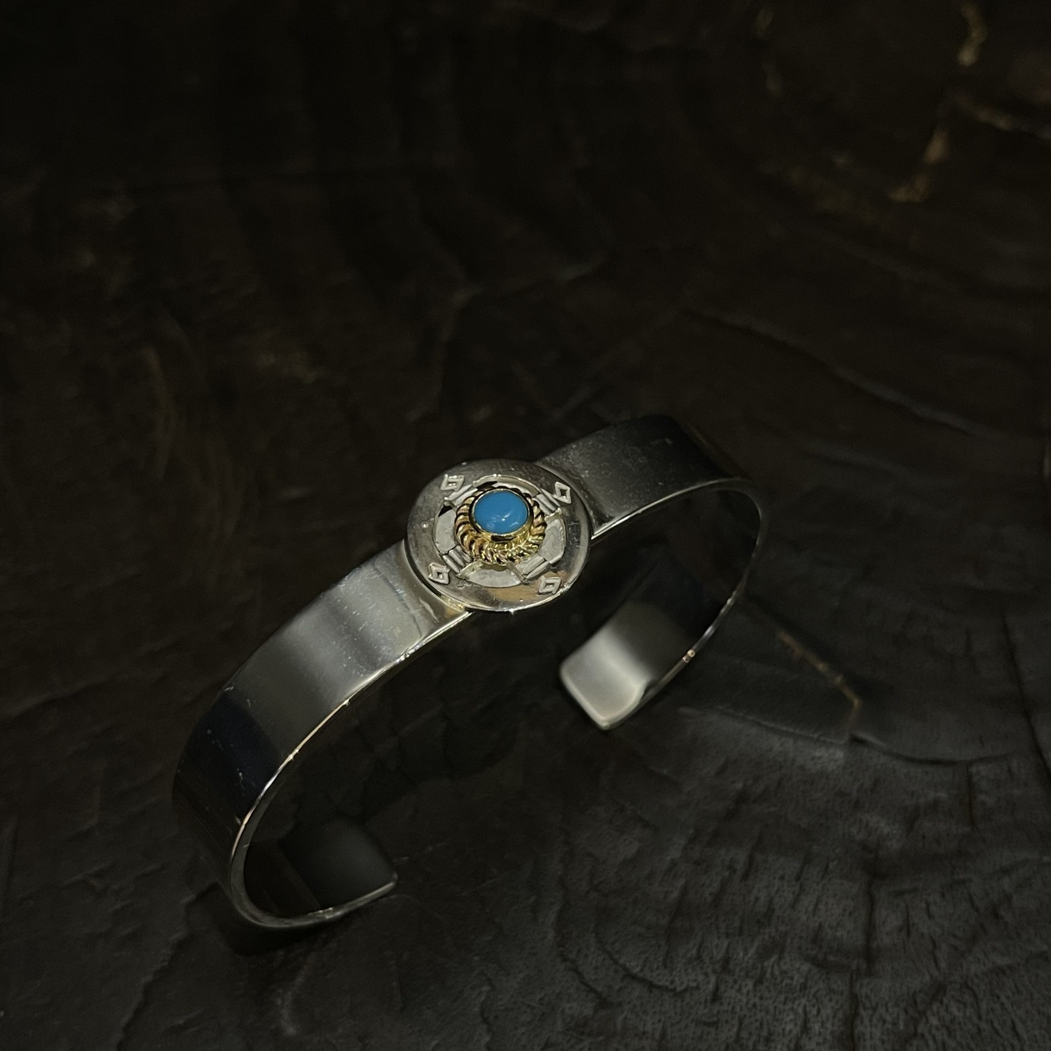 Goro's Takahashi Goro Cross Wheel Turquoise Bracelet