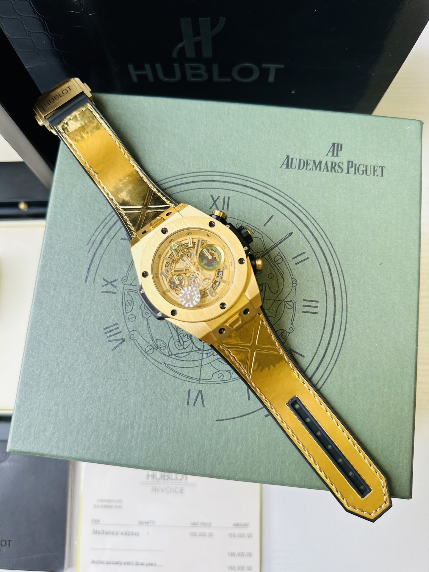 Hublot Gold Skeleton Mechanical Watch