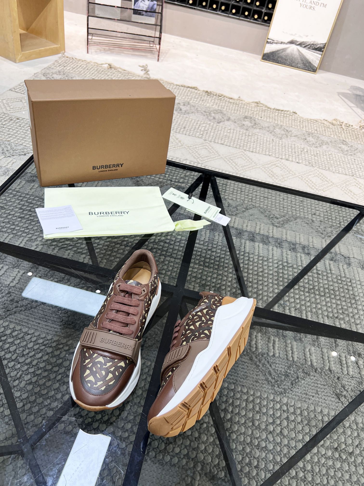 Burberry brown monogram sneakers
