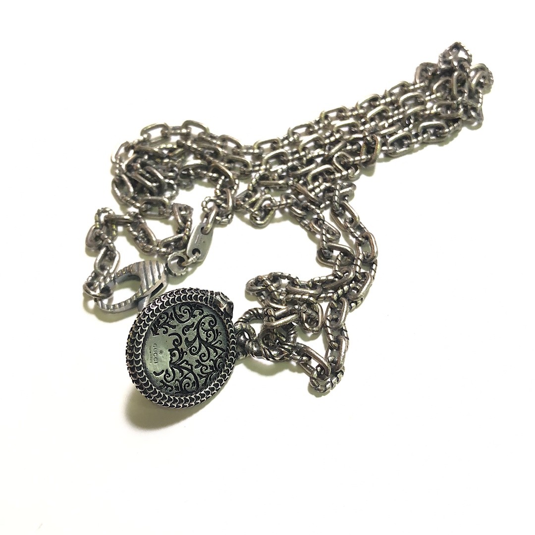 𝐆𝐮𝐜𝐜𝐢 Garden Series Pure Silver Peacock Green Necklace