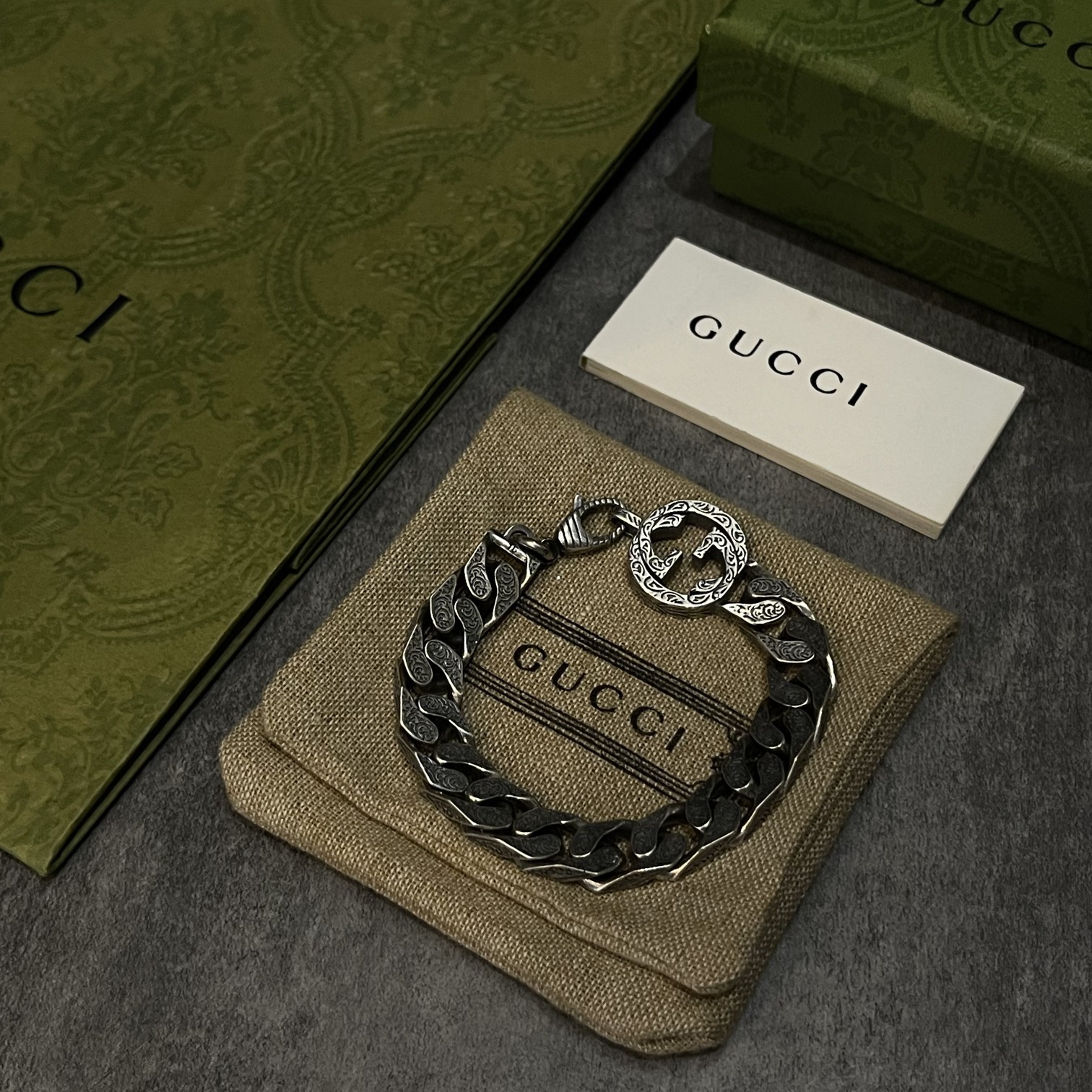 Gucci double G engraved bracelet